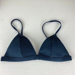 Hollister Ribbed Triangle Bikini Top Navy Blue Womens Small